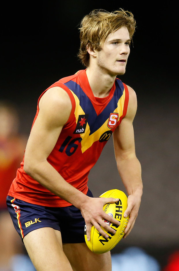AFL 2015 Under 18 - Vic M v SA MELBOURNE, AUSTRALIA - JULY 1: Jonty Scharenberg of South Australia in action during the 2015 AFL Under 18 match between Vic Metro and South Australia at Etihad Stadium, Melbourne, Australia on July 1, 2015. (Photo by Adam Trafford/AFL Media)
